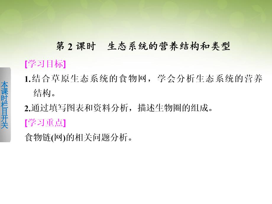 高中生物 4.1.2 生态系统和生物圈生态系统的营养结构和类型课件 苏教版必修3_第1页