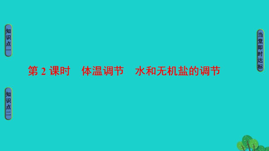 2018-2019学年高中生物第2章生物个体的稳态第1节人体内环境的稳态第2课时体温调节　水和无机盐的调节课件苏教版_第1页