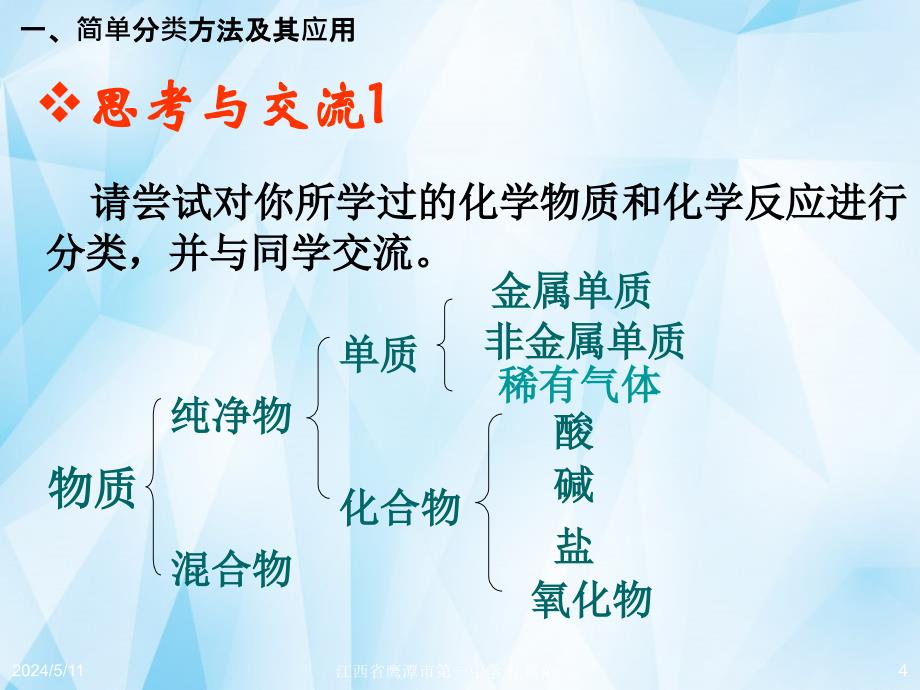 江西省吉安县凤凰中学高中化学《第二章 第一节 物质的分类（第1课时）》课件 新人教版必修1_第4页