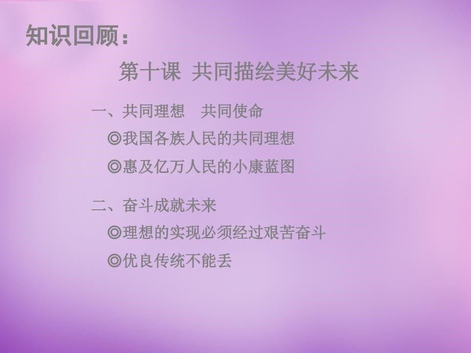 山东省高密市银鹰九年级政治全册 第四单元 我们的未来不是梦复习课件1 鲁教版_第5页