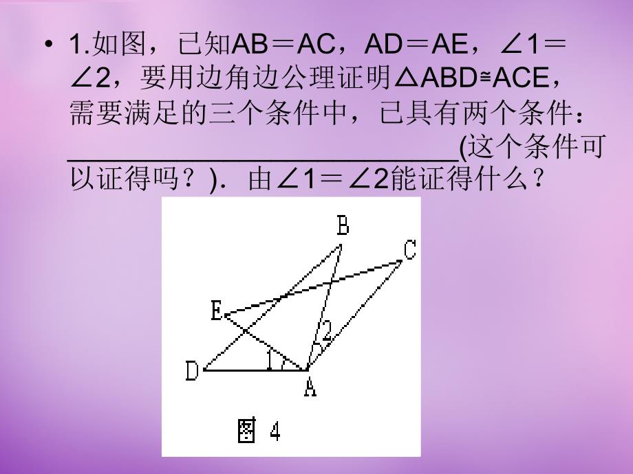 浙江省宁波市慈城中学八年级数学上册 1.5 全等三角形的判定（二）课件 （新版）浙教版_第4页