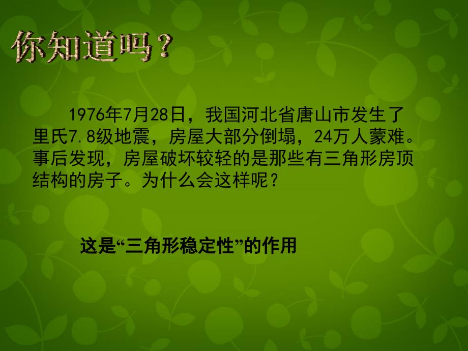 山东省滕州市大坞镇大坞中学七年级数学下册 4.1 认识三角形课件1 （新版）北师大版_第2页