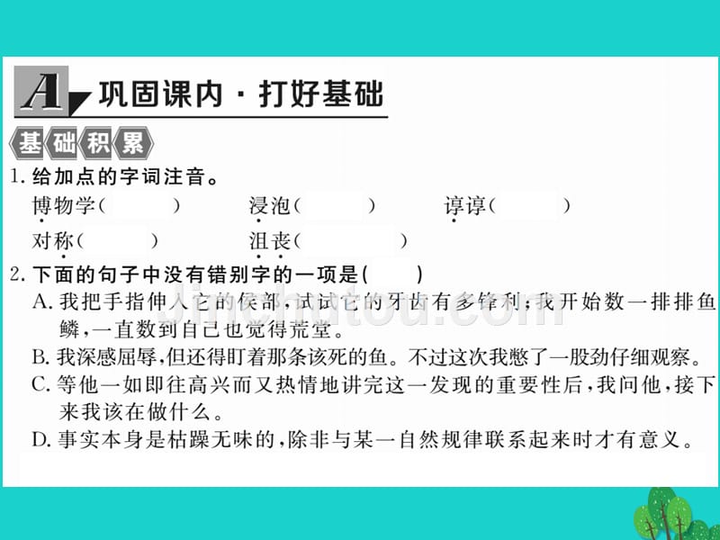 2018年秋季版七年级语文上册 第五单元 20《在阿加西斯教授的实验室》课件 苏教版_第2页