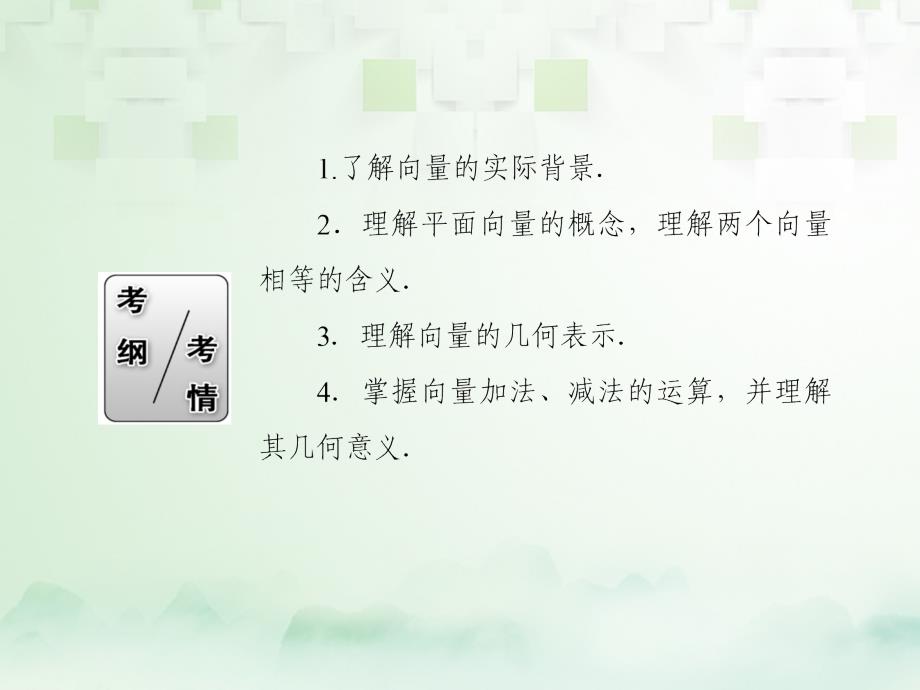 2018届高考数学一轮复习第四章平面向量数系的扩充与复数的引入4.1平面向量的概念及其线性运算课件文_第3页