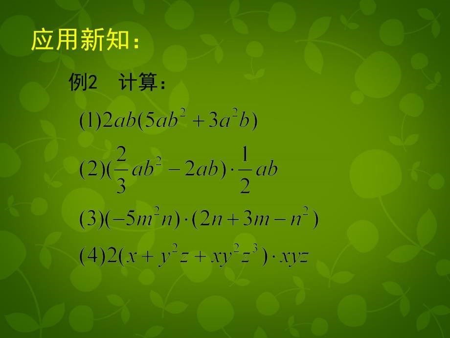 甘肃省瓜州县第二中学七年级数学下册 1.4 整式的乘法课件2 （新版）北师大版_第5页