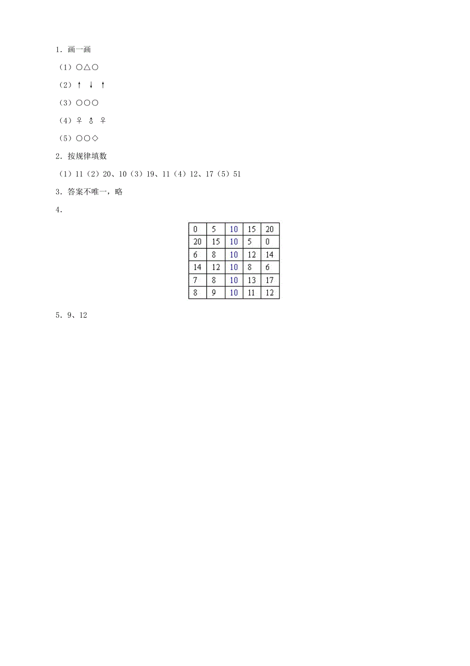 人教版一年级数学下册7 找规律单元测试_第2页