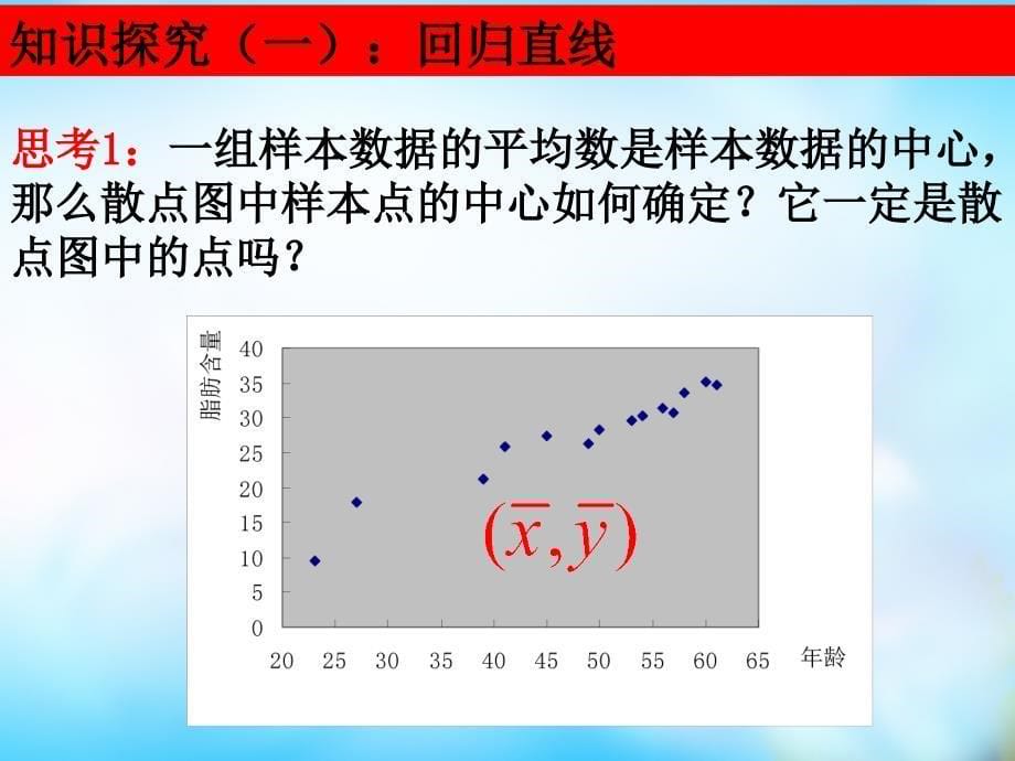 （教师参考）高中数学 2.3.2 两个变量的线性相关第二课时课件1 新人教a版必修3_第5页