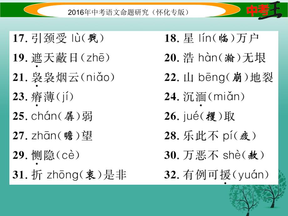 （怀化专版）2018年中考语文 第一编 教材知识梳理篇 专题六 九下 第一节 现代文基础知识和古诗文默写课件_第3页