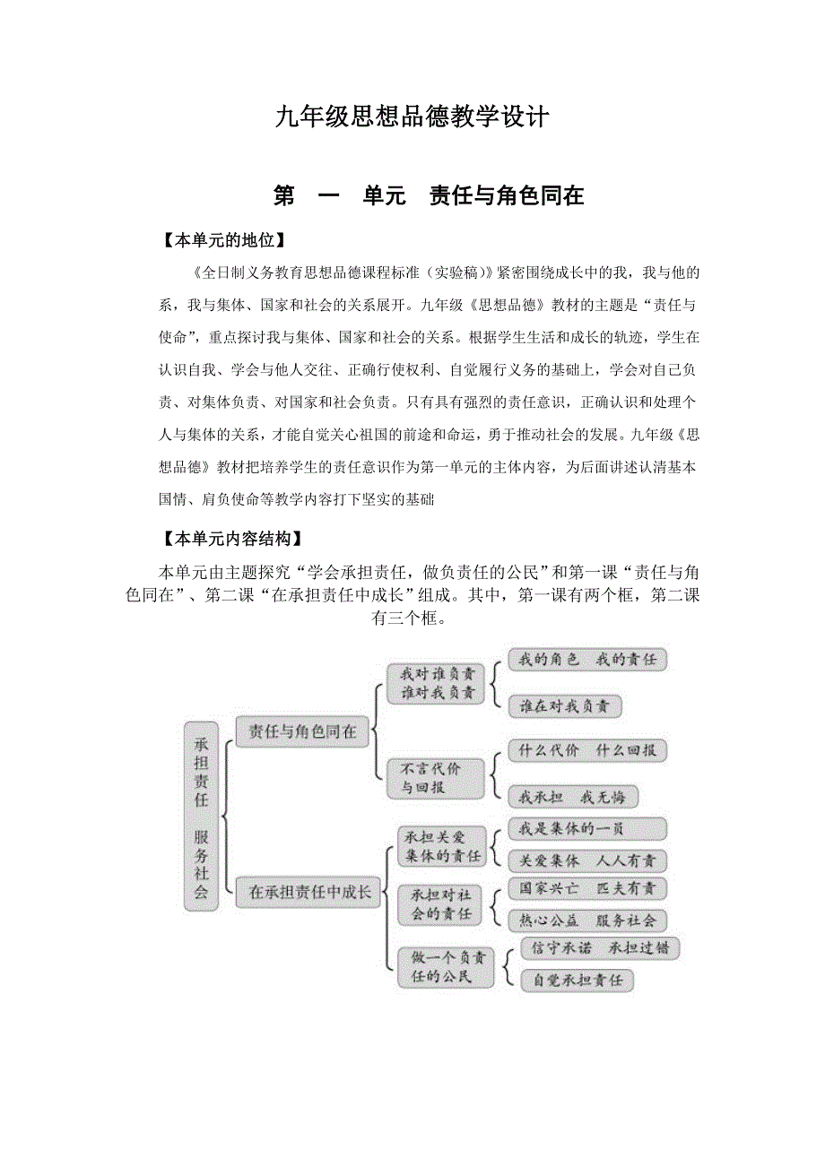 1.1责任与角色同在教案2（人教新课标九年级政治全册）_第1页