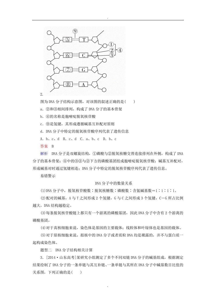 精选全国版2019年高考生物一轮复习第20讲DNA分子的结构和复制基因的本质培优学案_第5页