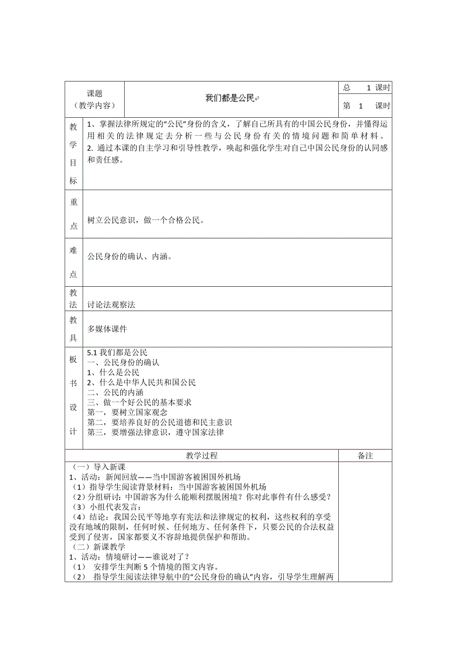 5.1 我们都是公民 教案（粤教版八年级下）_第1页