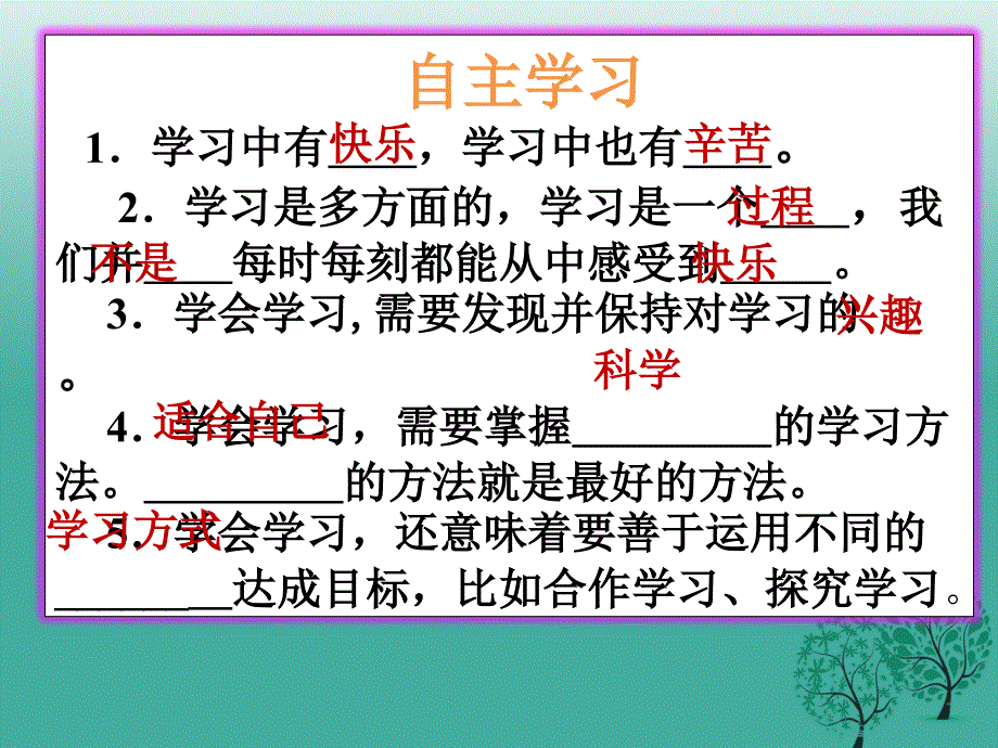 （秋季版）七年级道德与法治上册 2.2 享受学习课堂作业课件 新人教版_第2页