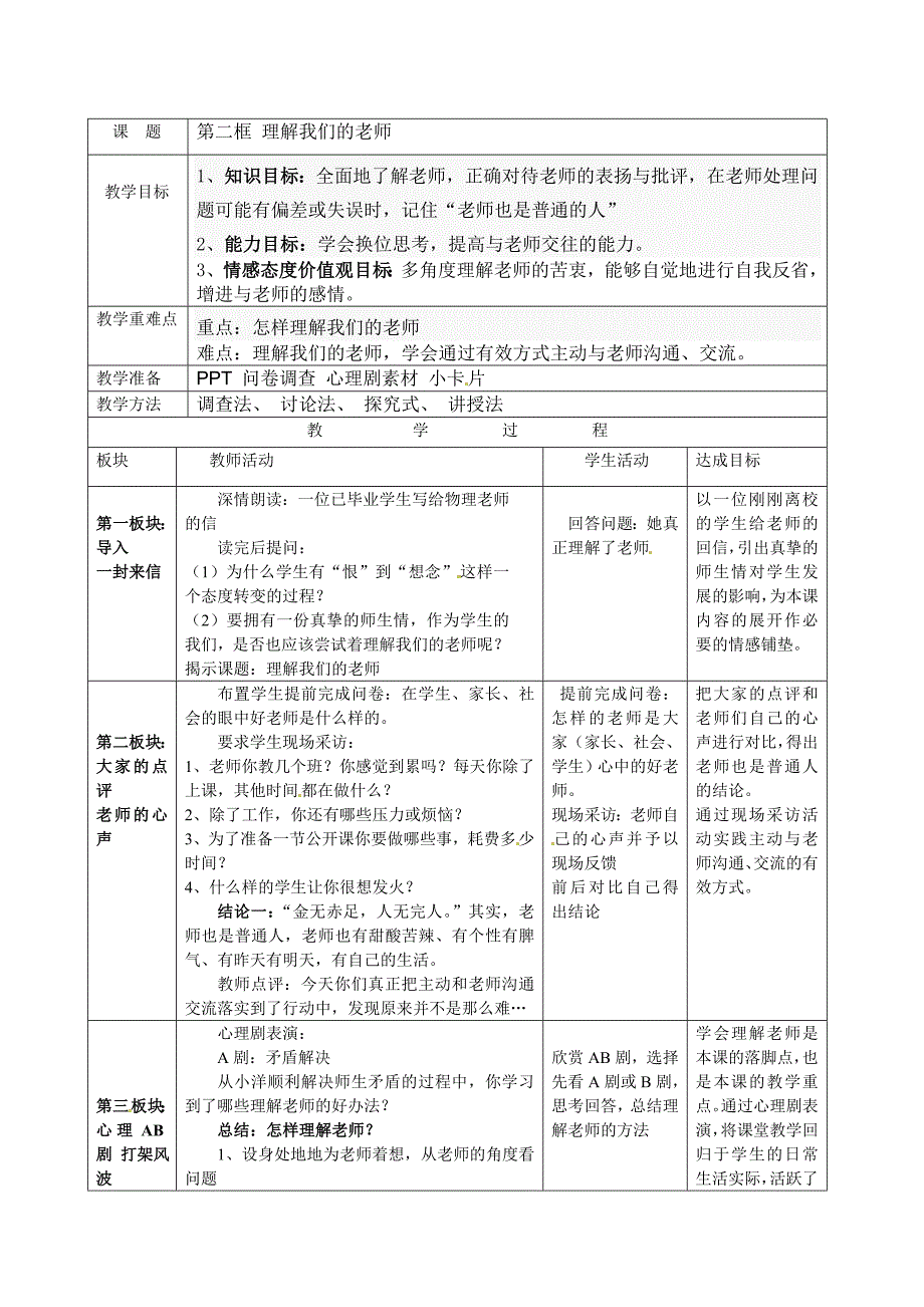 2.6.6 换个眼光看老师老师 教案（苏人版八年级八年级上） (5)_第1页