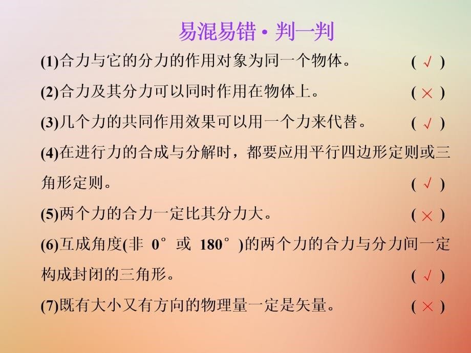 2019届高考物理一轮复习第二章相互作用第3节力的合成与分解课件_第5页