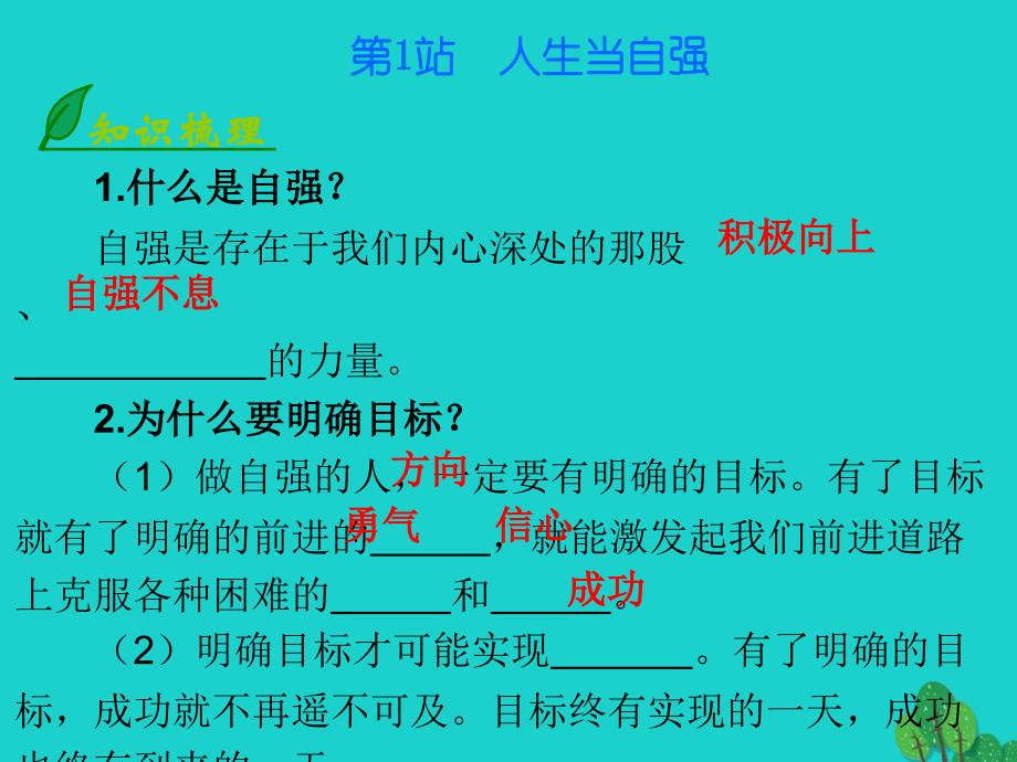 （秋季版）七年级政治上册 第四单元 第11课 第1框 人生当自强课件 北师大版（道德与法治）_第3页