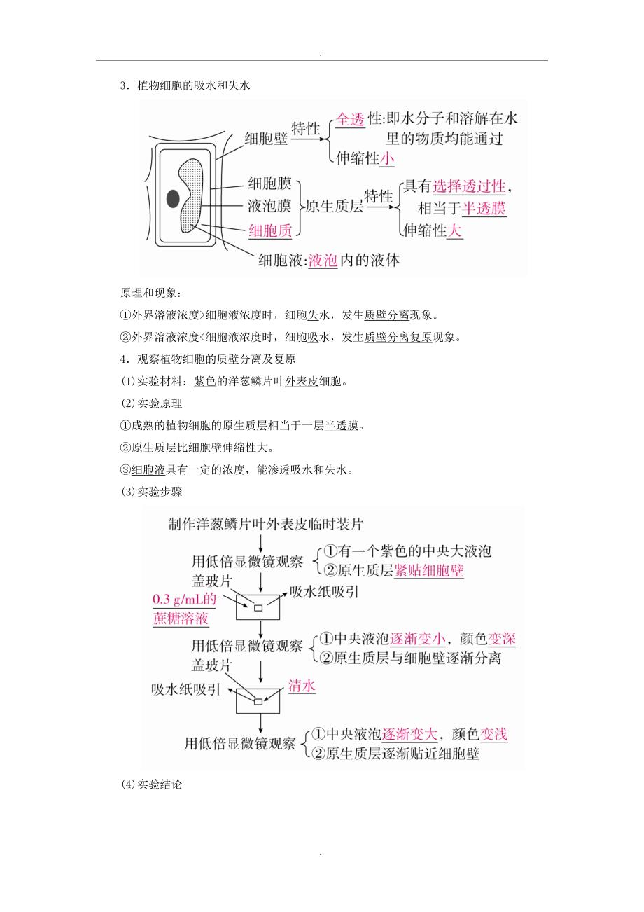 精选全国版2019年高考生物一轮复习第7讲物质跨膜运输的实例和方式培优学案_第2页