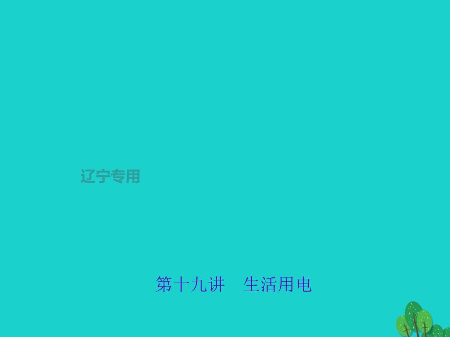 （辽宁地区）2018中考物理总复习 第十九讲 生活用电课件_第1页