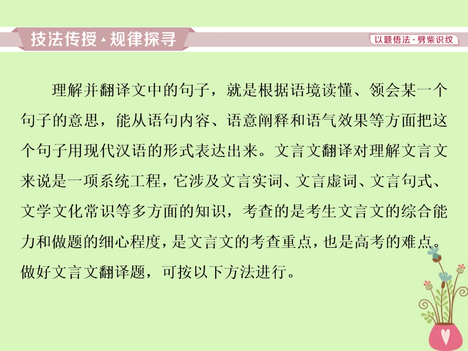 2019高考语文一轮总复习第四部分古代诗文阅读专题一文言文阅读-历览前贤国与家披文入情悟精华11高考命题点四理解并翻译文中的句子课件_第2页