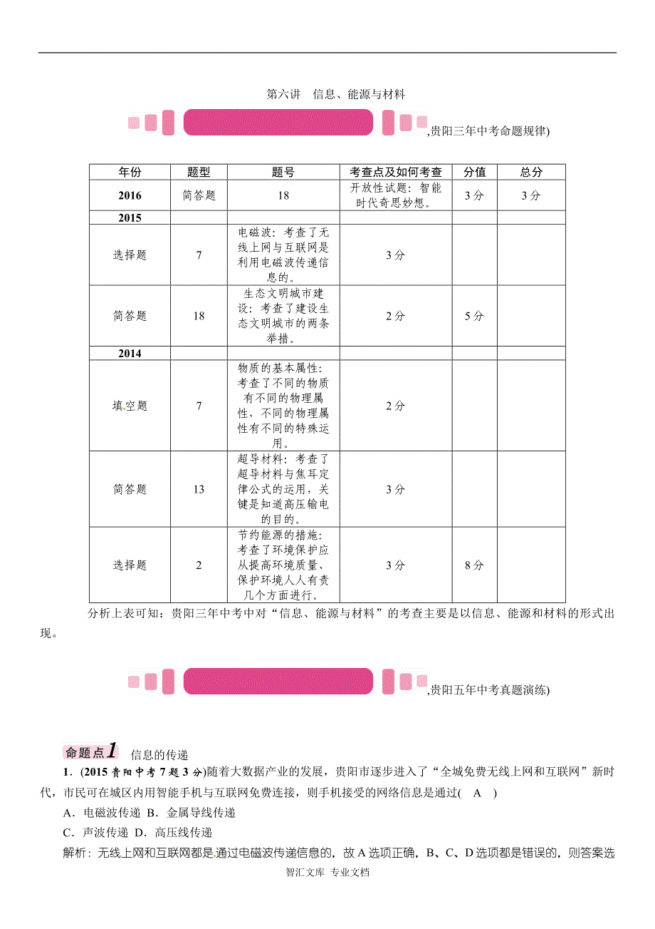 中考物理总复习题第五部分 电磁学（15份）_7_第1页