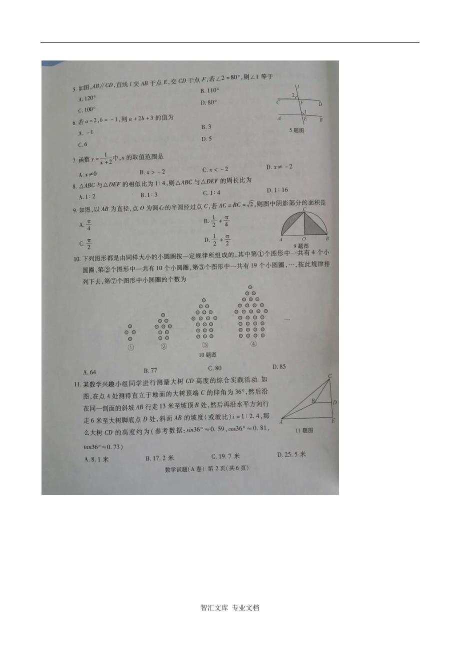 2016年重庆市中考数学试题A卷_第2页