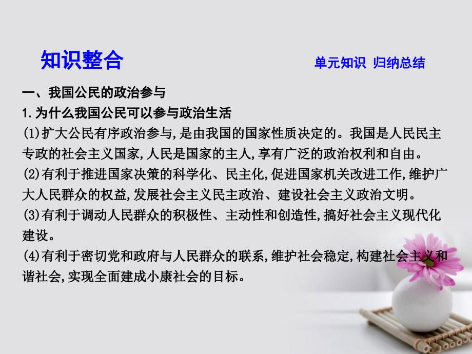 （全国通用版）2018高考政治大一轮复习第一单元公民的政治生活单元总结课件新人教版必修2_第4页