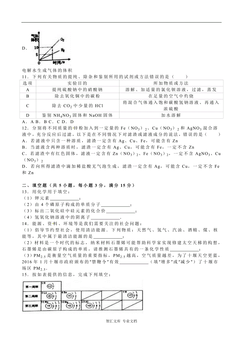 2016年十堰市中考化学试题及答案解析_第3页