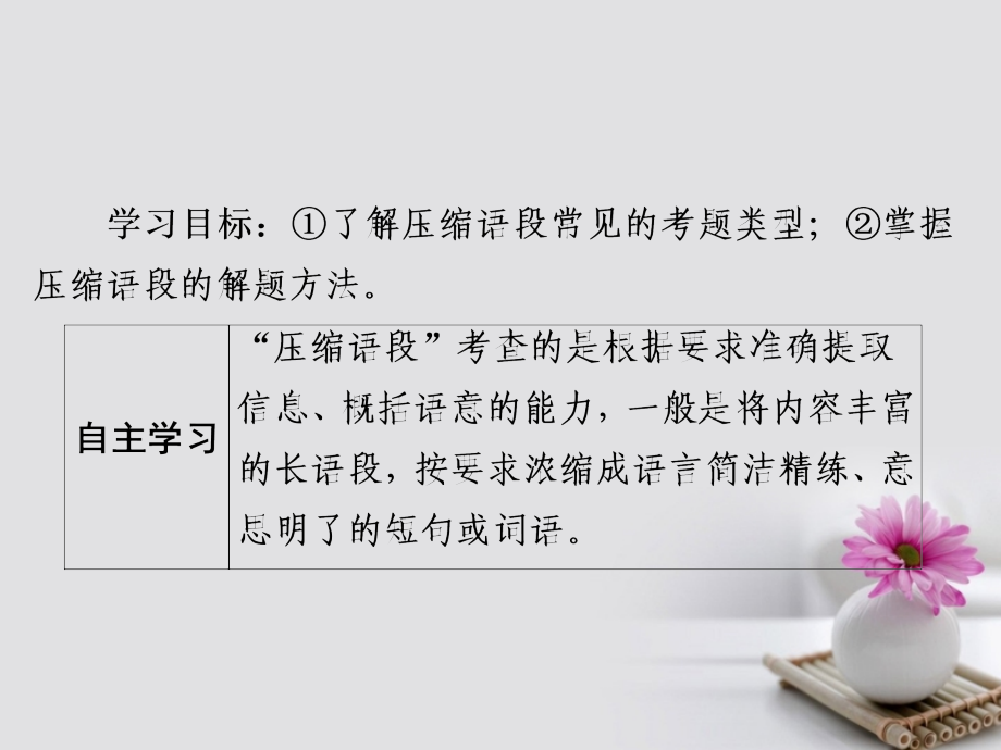 2018版高考语文一轮总复习专题三扩展语句，压缩语段2压缩语段课件_第2页