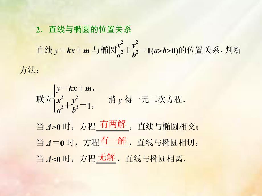 浙江专版2018年高中数学第二章圆锥曲线与方程2.2.2第二课时直线与椭圆的位置关系课件新人教a版选修_第3页