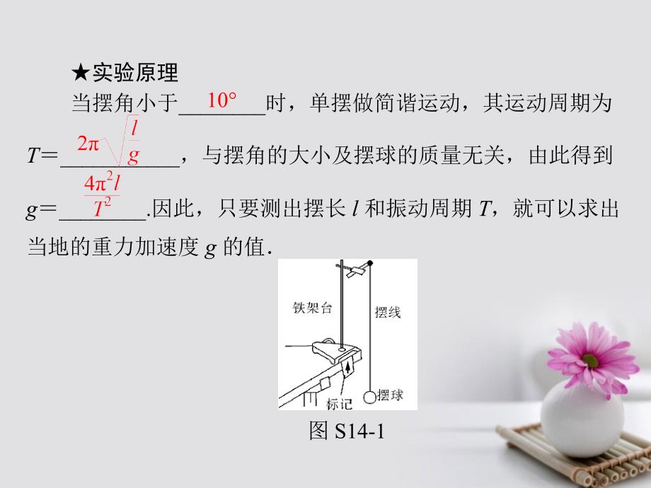 南方新高考2018版高考物理大一轮复习实验十四探究单摆的运动用单摆测定重力加速度课件_第3页