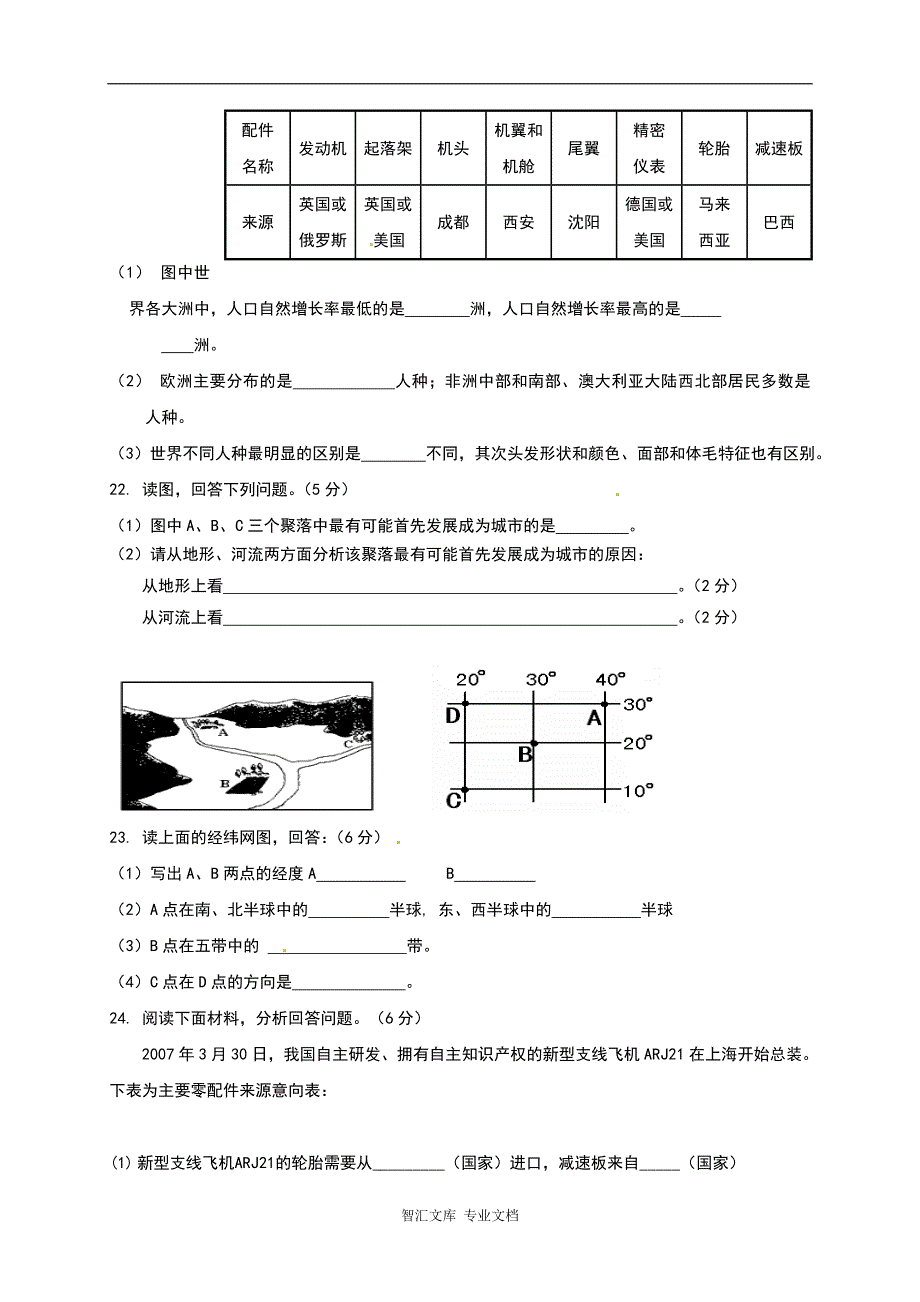 阳泉市盂县2016-2017年第一学期七年级地理期末试卷有答案（A卷）_第3页