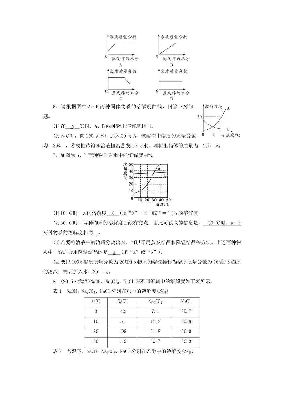 中考新突破云南省2016中考化学 第一部分 第9单元 课时2 溶质质量分数的计算备考全能演练_第2页