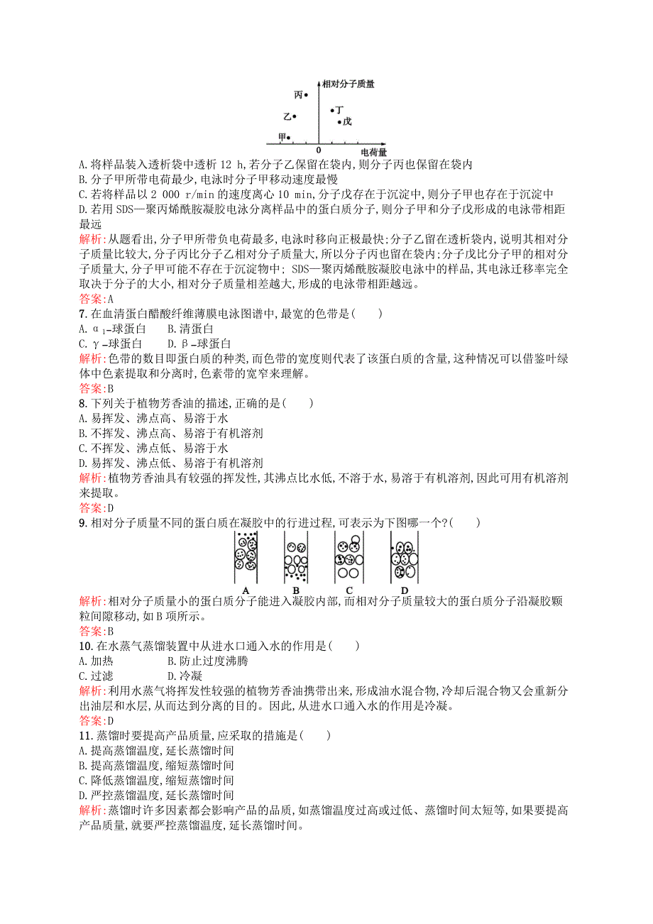 2015-2016学年高中生物 4.1 生物成分的分离与测定技术课后作业（含解析）苏教版选修1_第2页