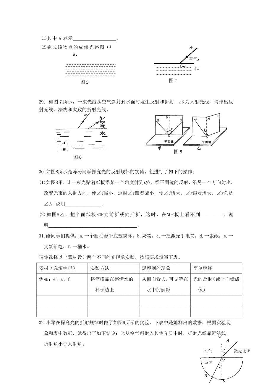 2015-2016学年八年级物理上册 第5章《光现象》单元综合检测试题(新版)北师大版_第5页