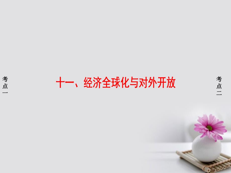 （浙江学考）2018高三政治一轮复习第4单元发展社会主义市场经济十一、经济全球化与对外开放课件新人教版必修1_第1页