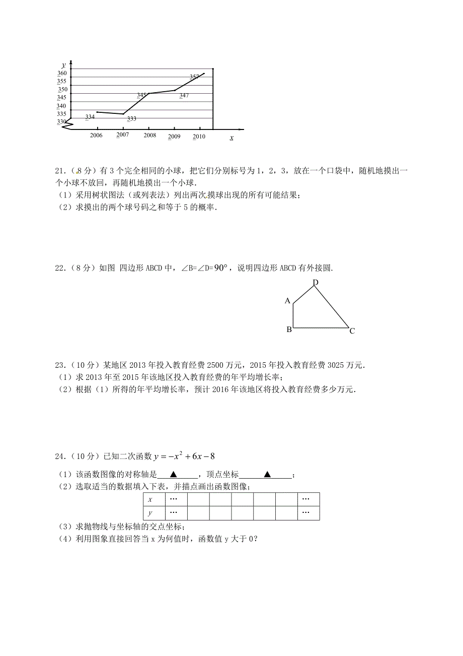 江苏省阜宁县2016届九年级数学上学期期中统考试题_第3页