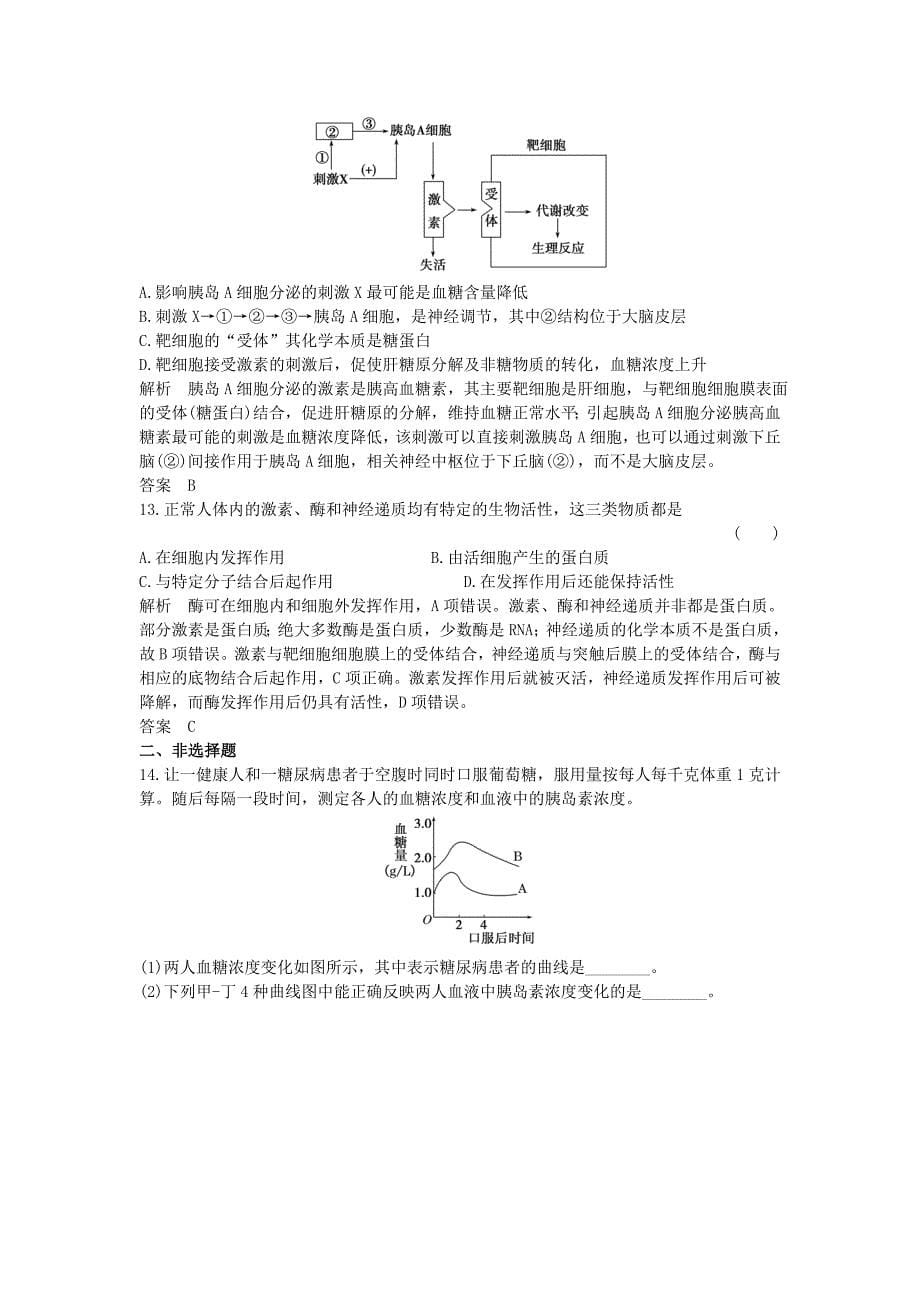 2016-2017学年高中生物第二章动物和人体生命活动的调节第2节通过激素的调节课时作业新人教版必修_第5页