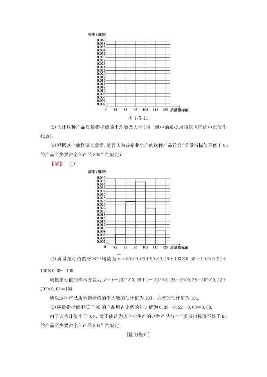 2018版高中数学 第一章 统计 1.5.1 估计总体的分布 1.5.2 估计总体的数字特征学业分层测评 北师大版必修3_第5页