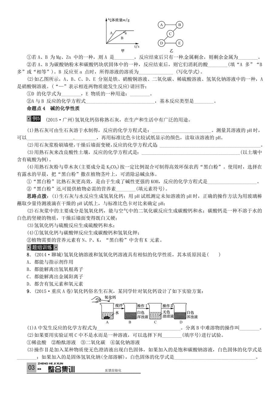 云南省2016中考化学 教材考点梳理 第十单元 酸和碱 新人教版_第5页