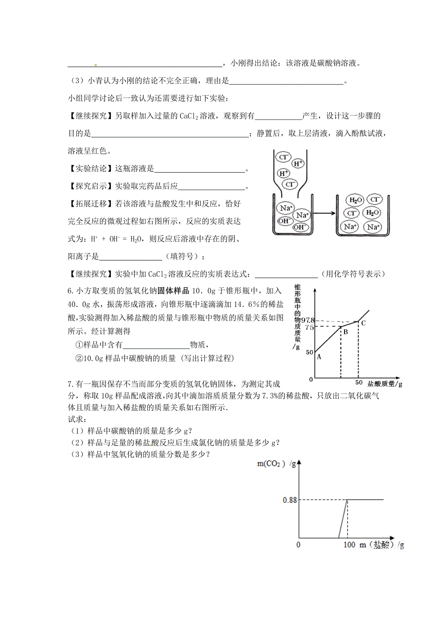 江苏省盐城市亭湖新区实验学校2015届中考化学专题复习一 氢氧化钠变质讨论_第4页