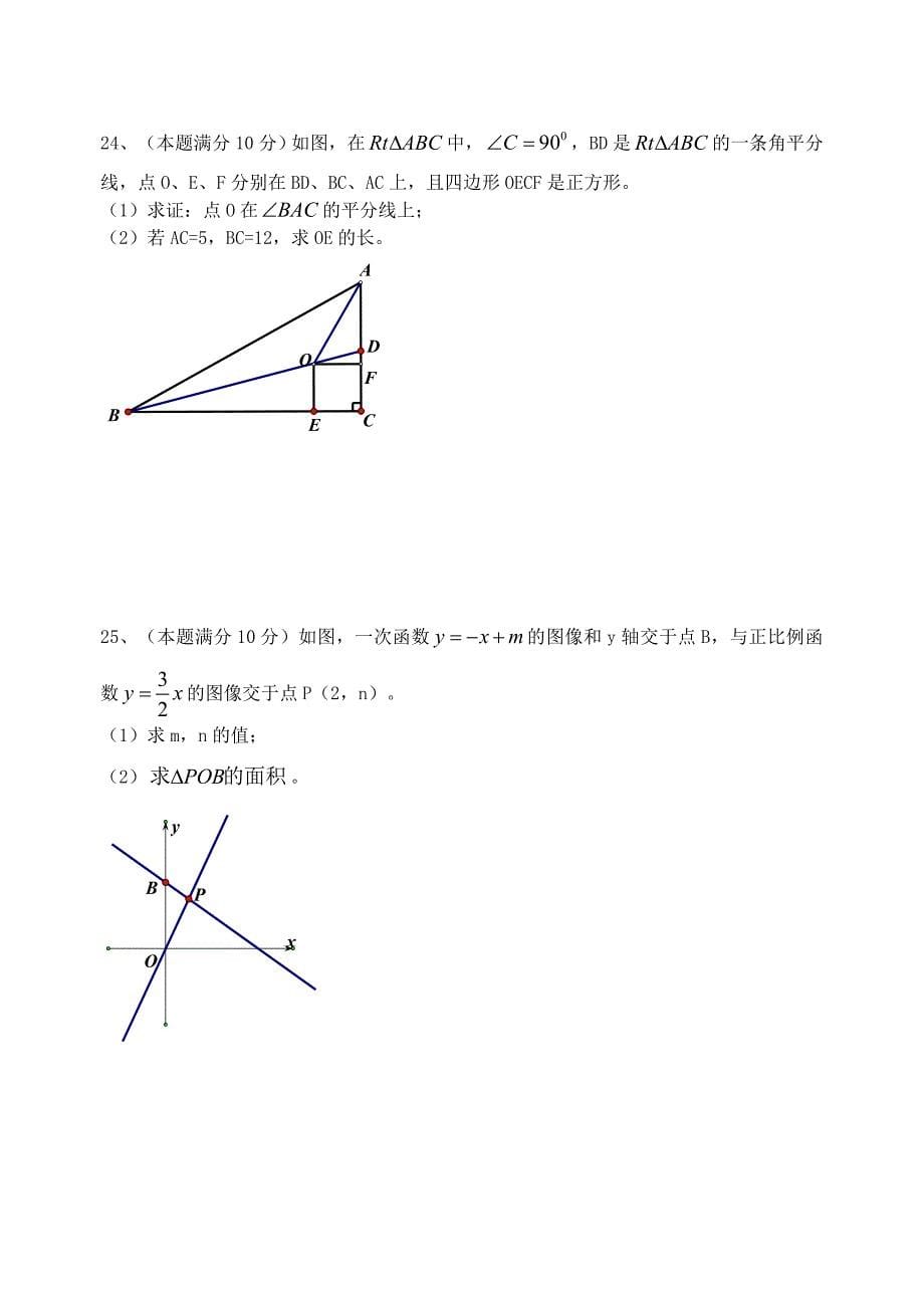 江苏省高邮市城北中学2015-2016学年度八年级数学上期期末考试试题 苏科版_第5页