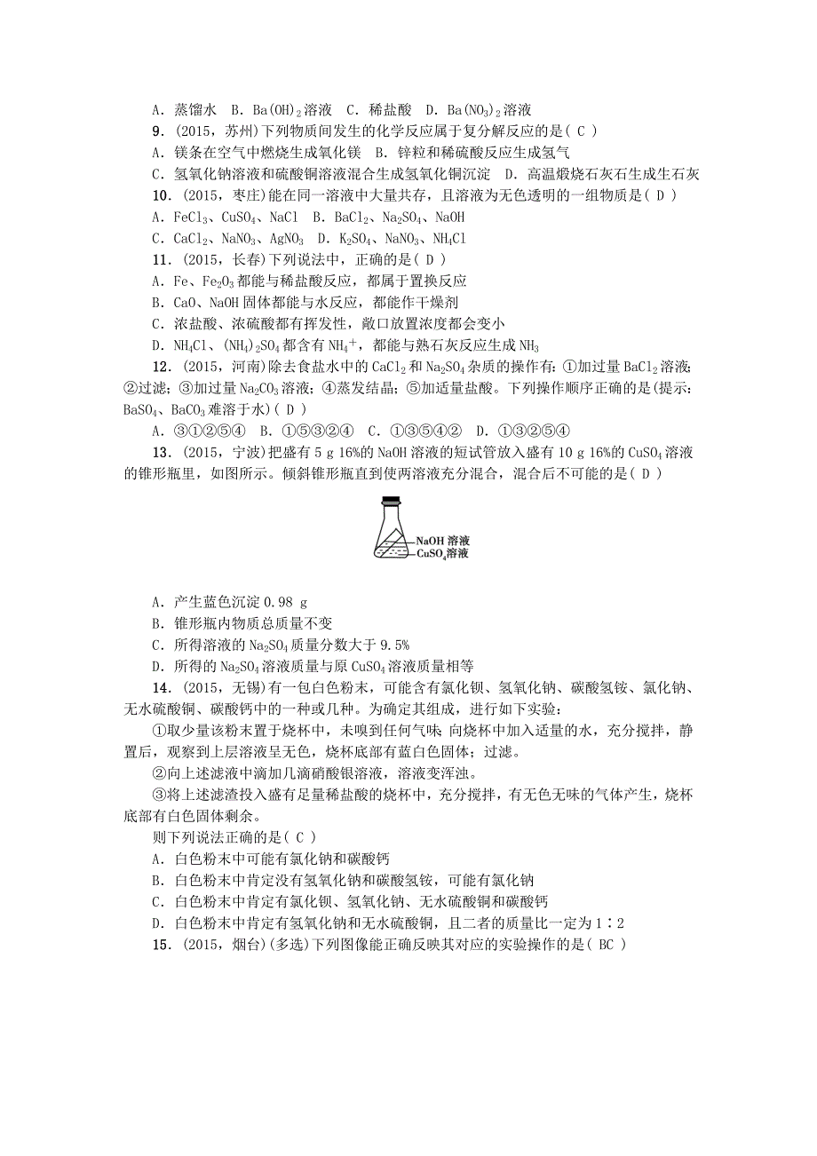 2016中考化学总复习 第三篇 模拟冲刺 第10-12单元综合测试题 新人教版_第2页