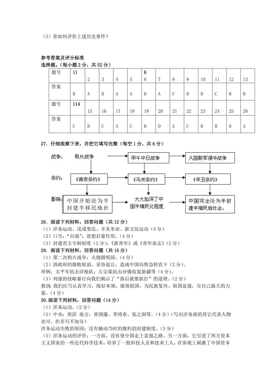 山东省潍坊市2015-2016学年八年级历史上学期期中试题 新人教版_第5页