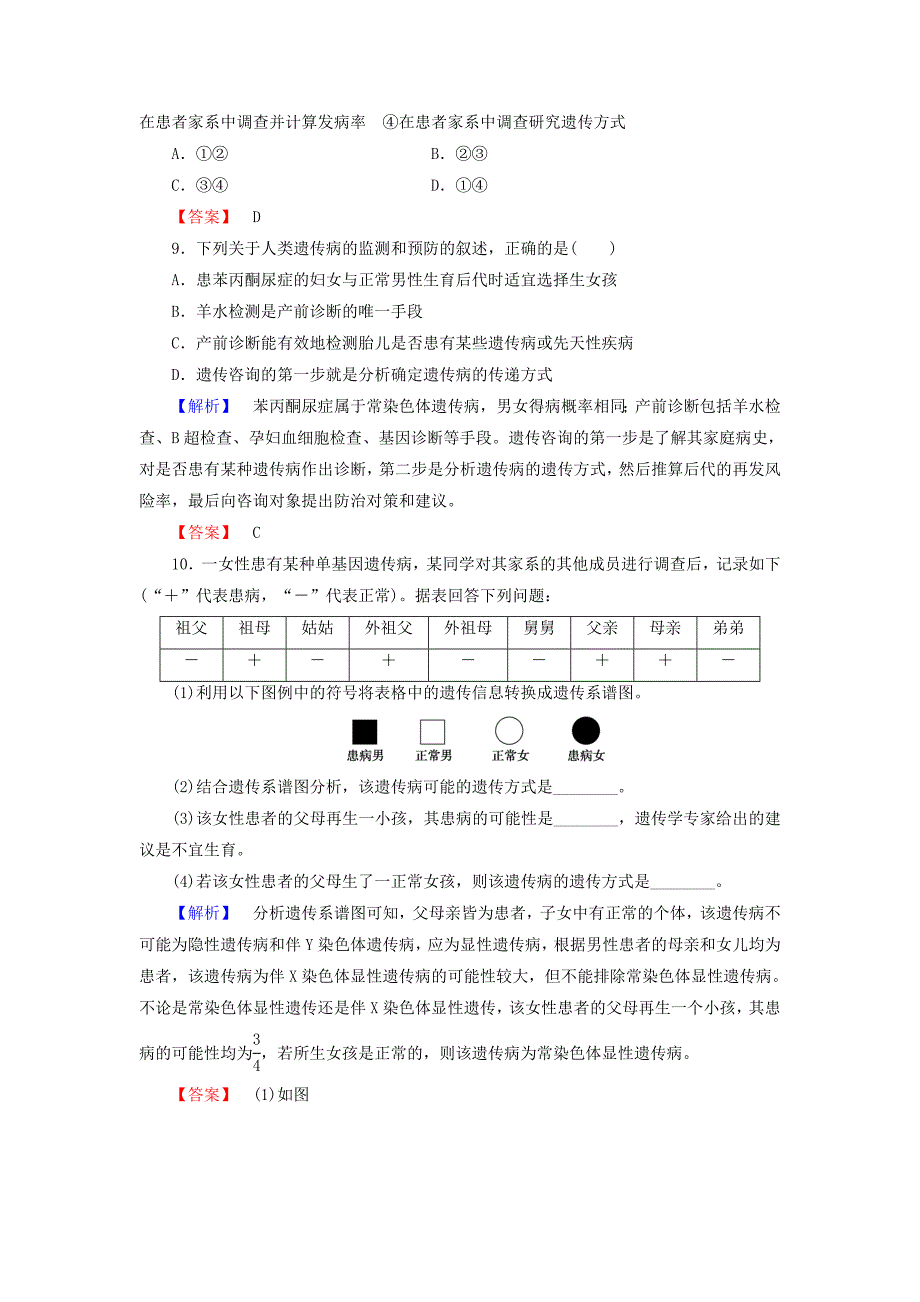 2016-2017版高中生物第3单元遗传与变异的分子基础第2章基因对性状的控制第6节人类遗传病学业分层测评中图版必修_第3页