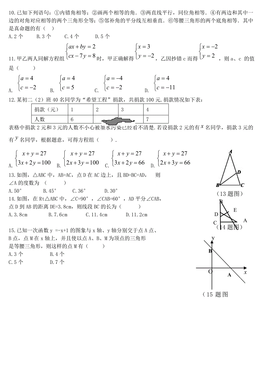 山东省济南市长清区2014-2015学年八年级数学上学期期末考试试题_第2页