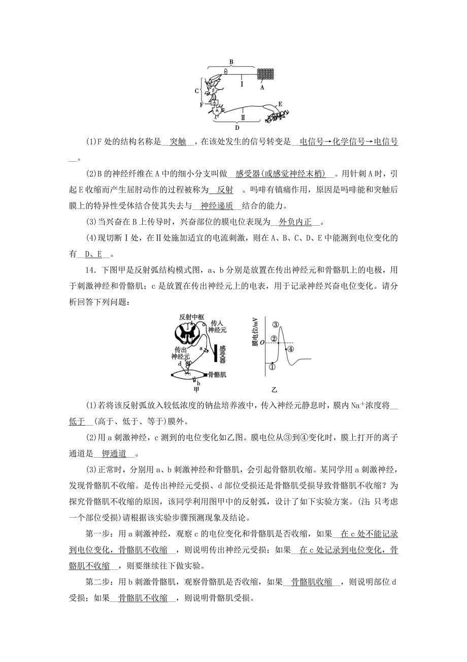 2017-2018学年高中生物 第二章 动物和人体生命活动的调节 第1节 通过神经系统的调节课时作业 新人教版必修3_第5页