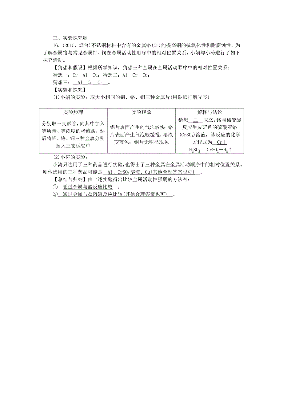 （全国版)2016中考化学 考点跟踪突破 第14讲 金属材料、金属的化学性质_第4页