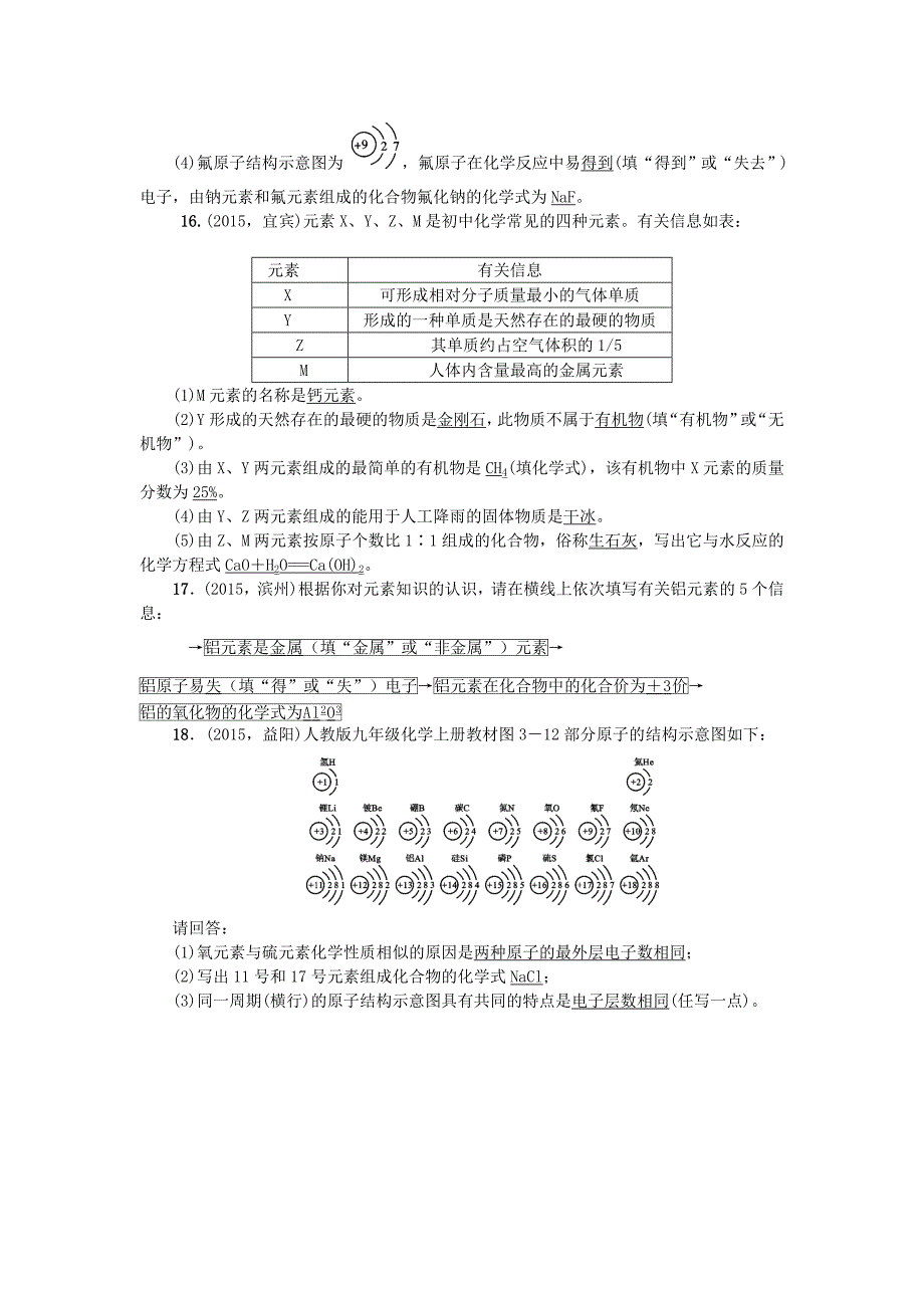 甘肃省2016中考化学 第2篇 第10讲 物质的组成训练_第4页