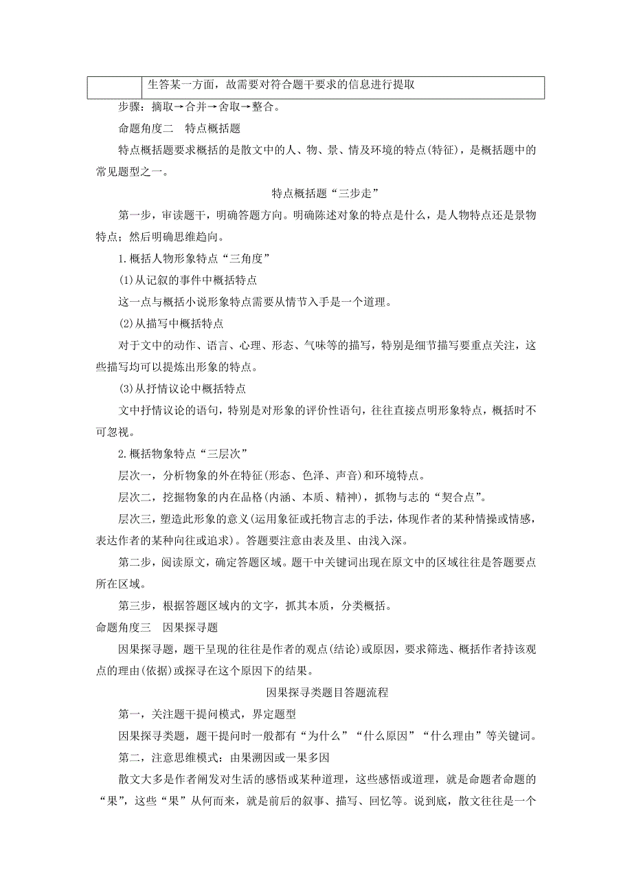 2019高考语文一轮总复习第二部分文学类文本阅读专题二散文阅读-散体文章自由笔，形散神聚格调新3高考命题点二归纳概括内容要点教师用书_第2页