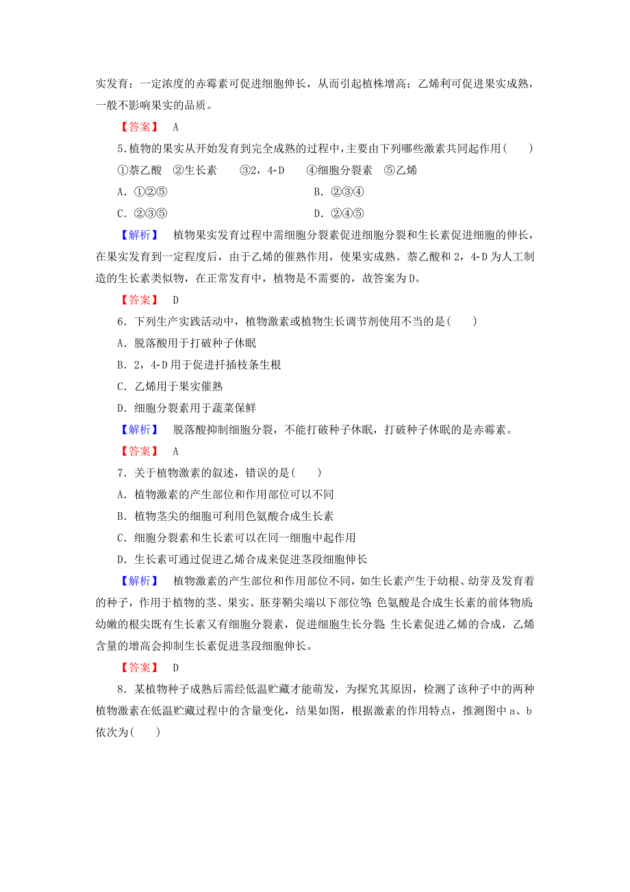 2016-2017学年高中生物第3章植物的激素调节第3节其他植物激素学业分层测评新人教版必修_第2页