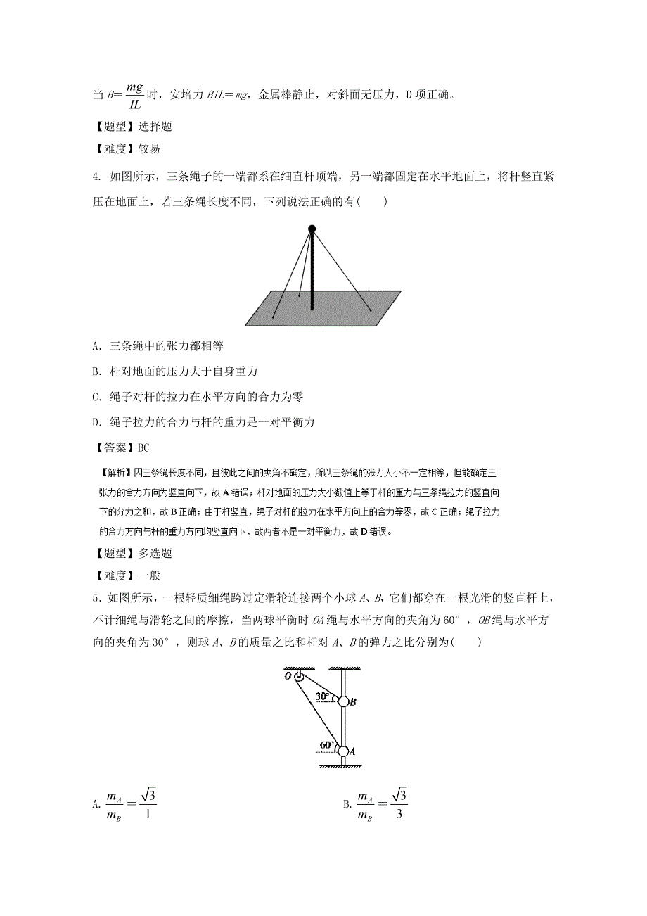 2017年高考物理专题冲刺专题03相互作用含解析_第3页